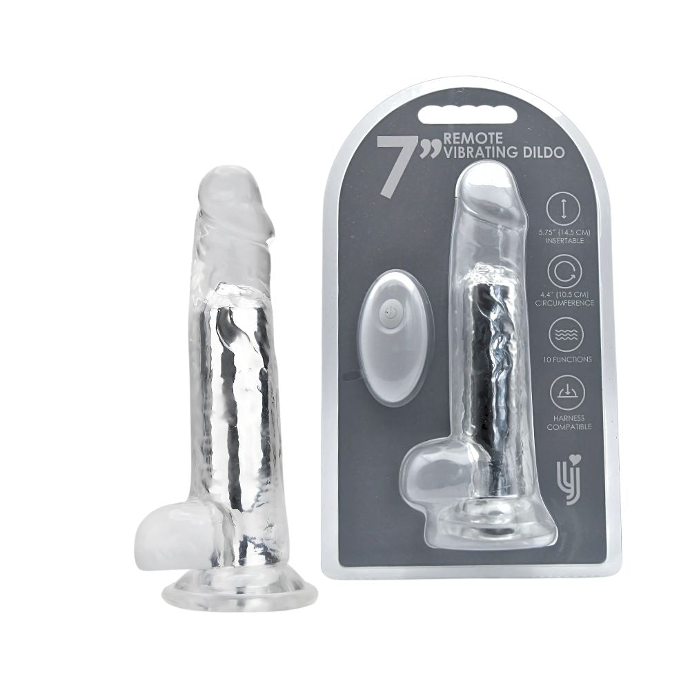 Loving Joy 7 Inch Vibrating Dildo (Transparent) – Remote-Controlled Dildo 7.5 Inch Length 1.4 Inch Diameter Default Title > Vibrators > Realistic Vibrators