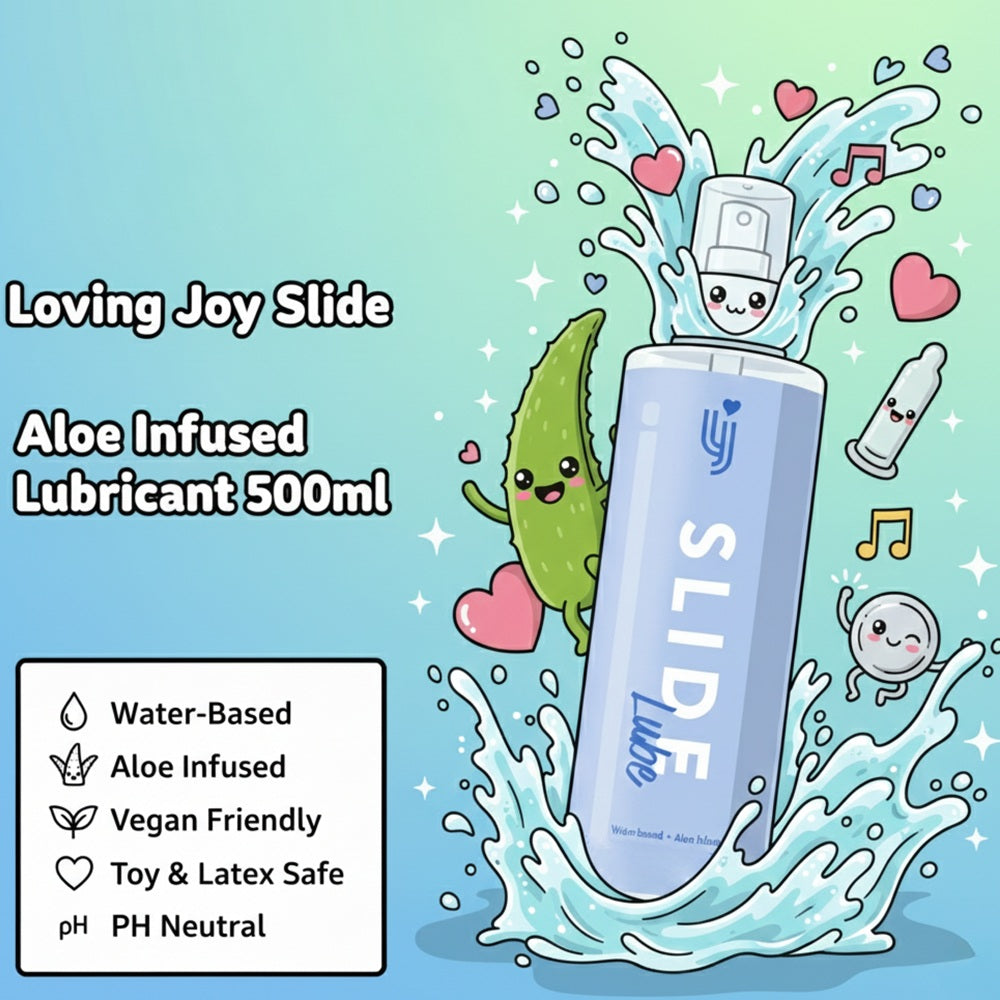 Loving Joy Slide Water-Based Lubricant (500ml) – Aloe Infused Vegan Friendly Intimate Lubricant Water Based Lube