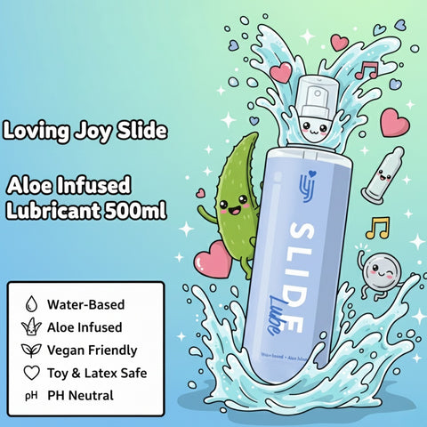 Loving Joy Slide Water-Based Lubricant (500ml) – Aloe Infused Vegan Friendly Intimate Lubricant Water Based Lube