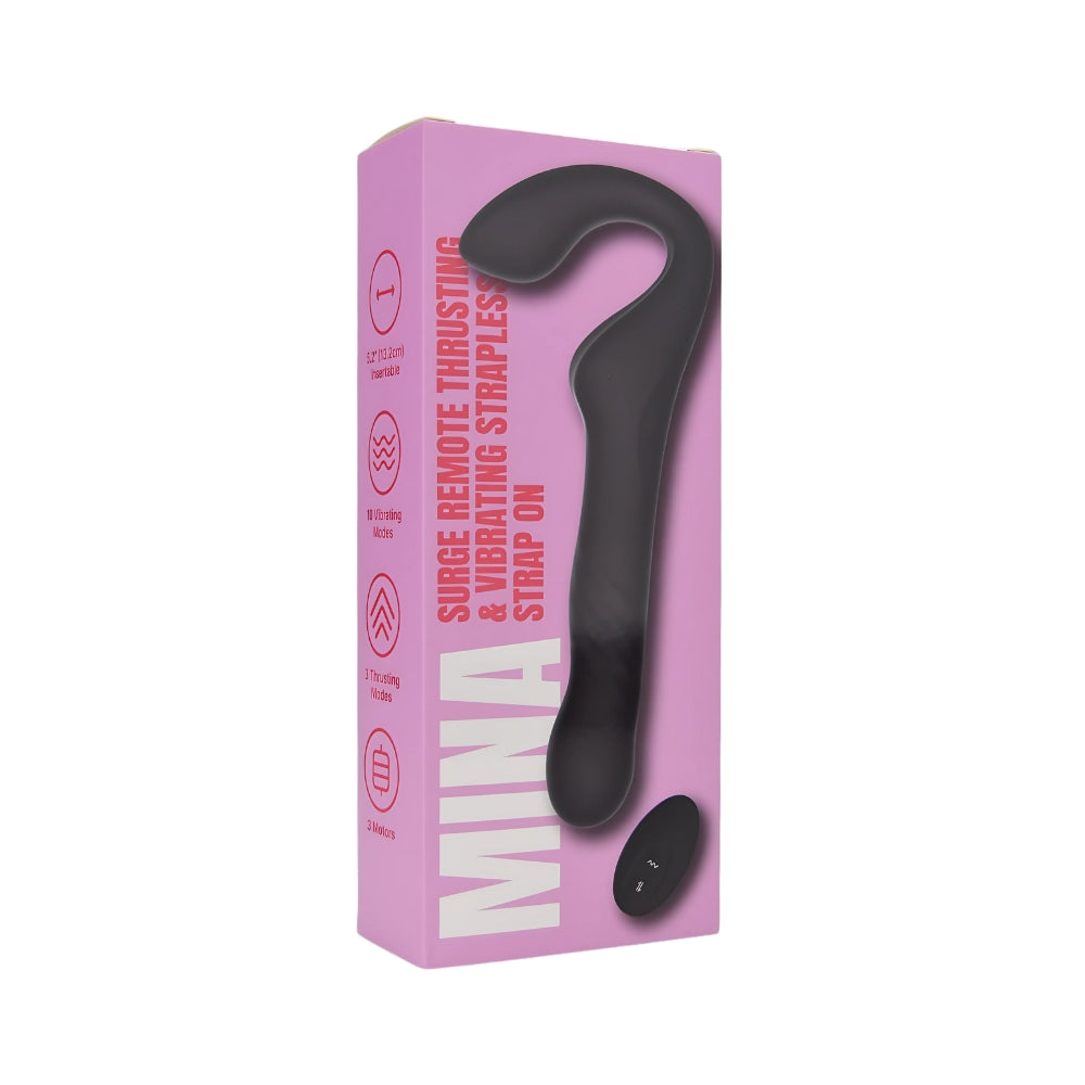 Mina Surge (Waterproof) Remote-Controlled Thrusting and Vibrating Strapless Strap-On - Silicone - 9.37 Inches > Dildos > Strapless Strap Ons
