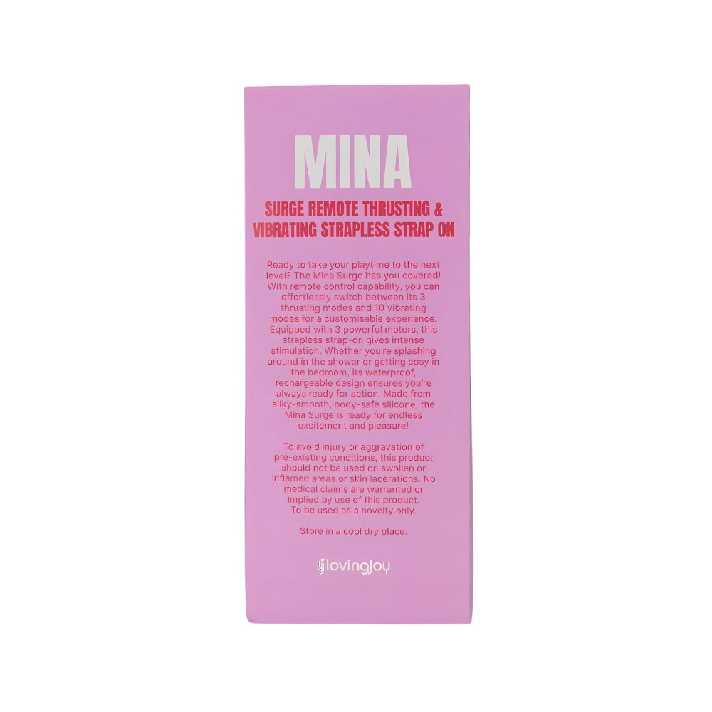 Mina Surge (Waterproof) Remote-Controlled Thrusting and Vibrating Strapless Strap-On - Silicone - 9.37 Inches > Dildos > Strapless Strap Ons