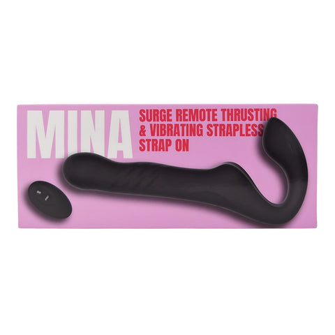 Mina Surge (Waterproof) Remote-Controlled Thrusting and Vibrating Strapless Strap-On - Silicone - 9.37 Inches Total Length > Realistic Dildos and Vibes > Strapless Strap Ons