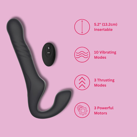 Mina Surge (Waterproof) Remote-Controlled Thrusting and Vibrating Strapless Strap-On - Silicone - 9.37 Inches Total Length > Realistic Dildos and Vibes > Strapless Strap Ons