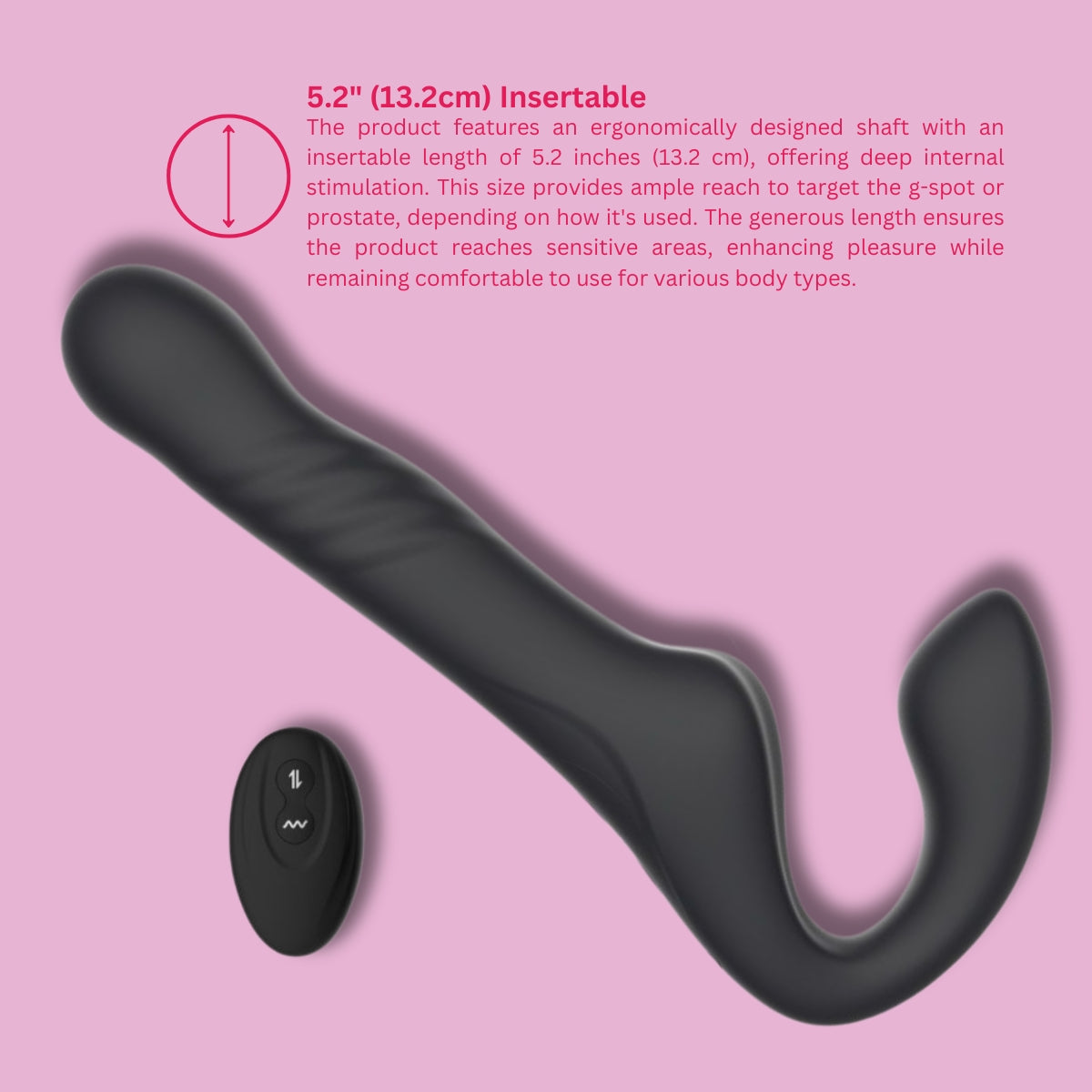 Mina Surge (Waterproof) Remote-Controlled Thrusting and Vibrating Strapless Strap-On - Silicone - 9.37 Inches Total Length > Realistic Dildos and Vibes > Strapless Strap Ons