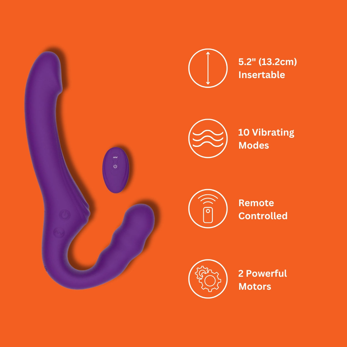 Mina Echo (Waterproof) Remote-Controlled Strapless Strap-On Vibrator 9.5 Inches Length 1.27 Inches Diameter > Realistic Dildos and Vibes > Strapless Strap Ons