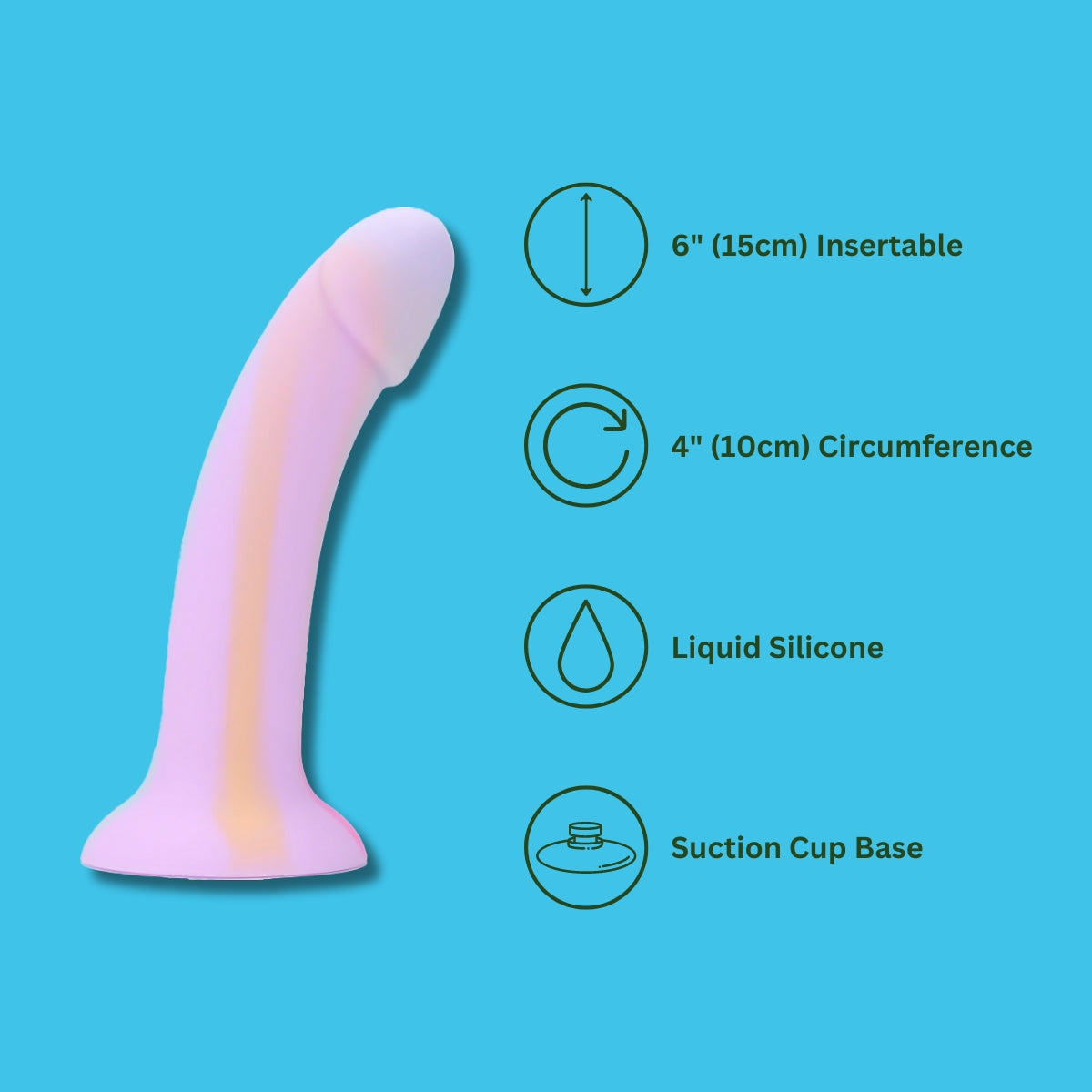 Mina Taro Silicone Dildo (Glow in the Dark) – Liquid Silicone 7 Inch Dildo 4.5 Inch Diameter Dongs Neutral