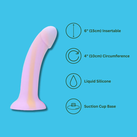 Mina Taro Silicone Dildo (Glow in the Dark) – Liquid Silicone 7 Inch Dildo 4.5 Inch Diameter Dongs Neutral