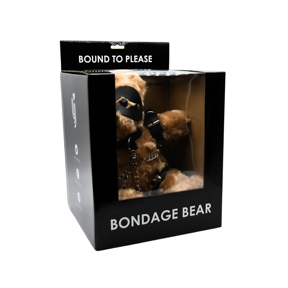 Bound to Please Bondage Bear – Plush Bear with Faux Leather Bondage Gear Accessory Plush Toy Gifts