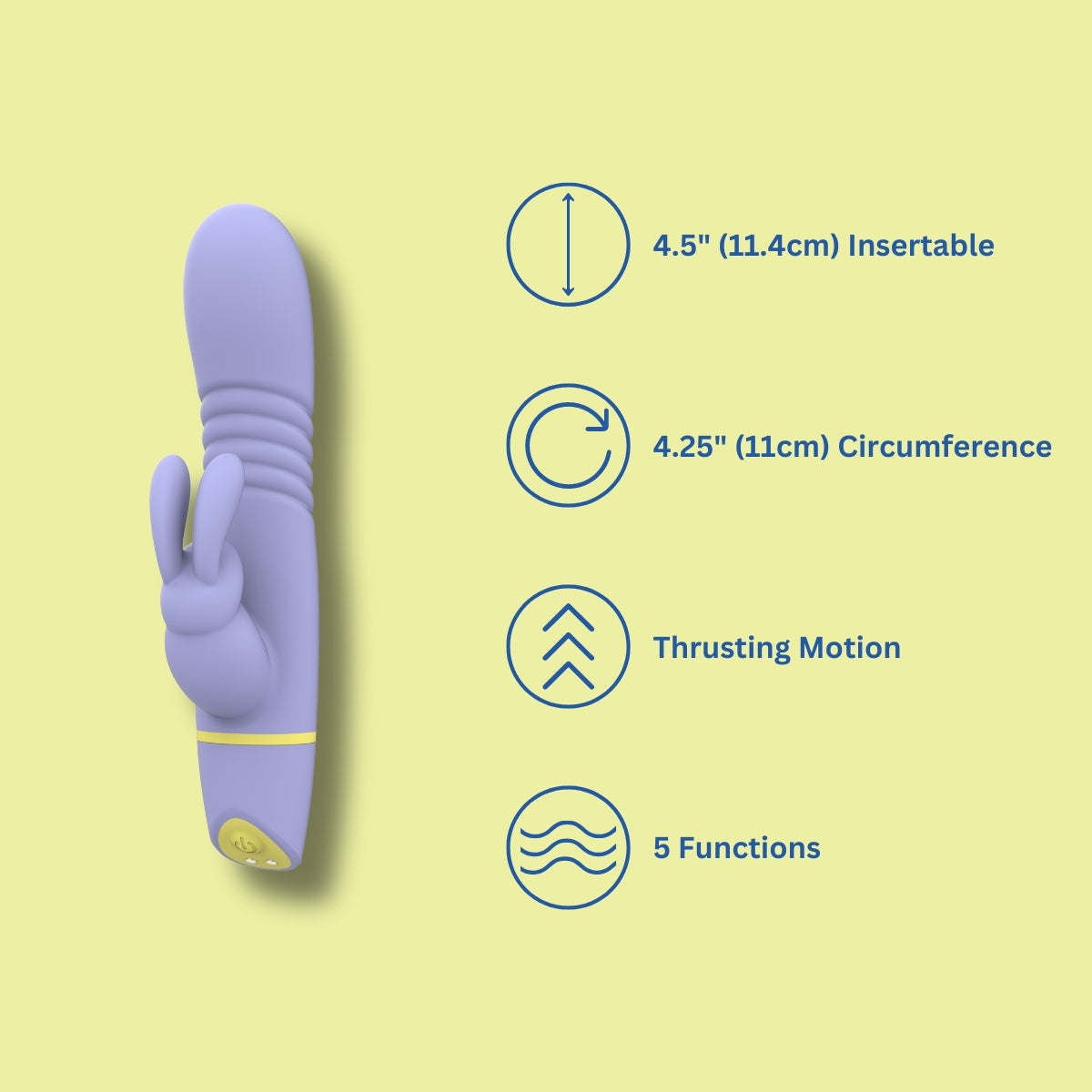 Mina Tide (Waterproof) USB Rechargeable Silicone Rabbit Vibrator – Thrusting Vibrator 4.5 Inches Insertable Length VIBRATORS-RABBIT