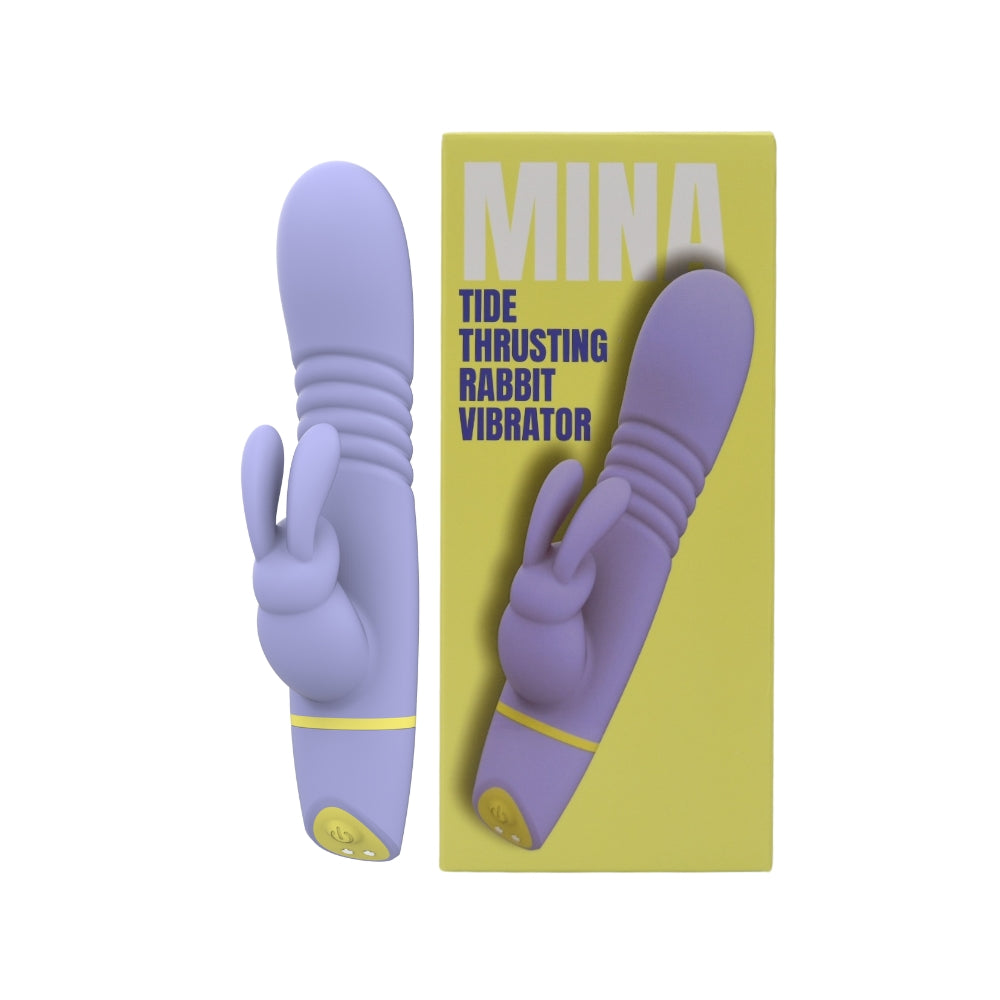 Mina Tide (Waterproof) USB Rechargeable Silicone Rabbit Vibrator – Thrusting Vibrator 4.5 Inches Insertable Length VIBRATORS-RABBIT