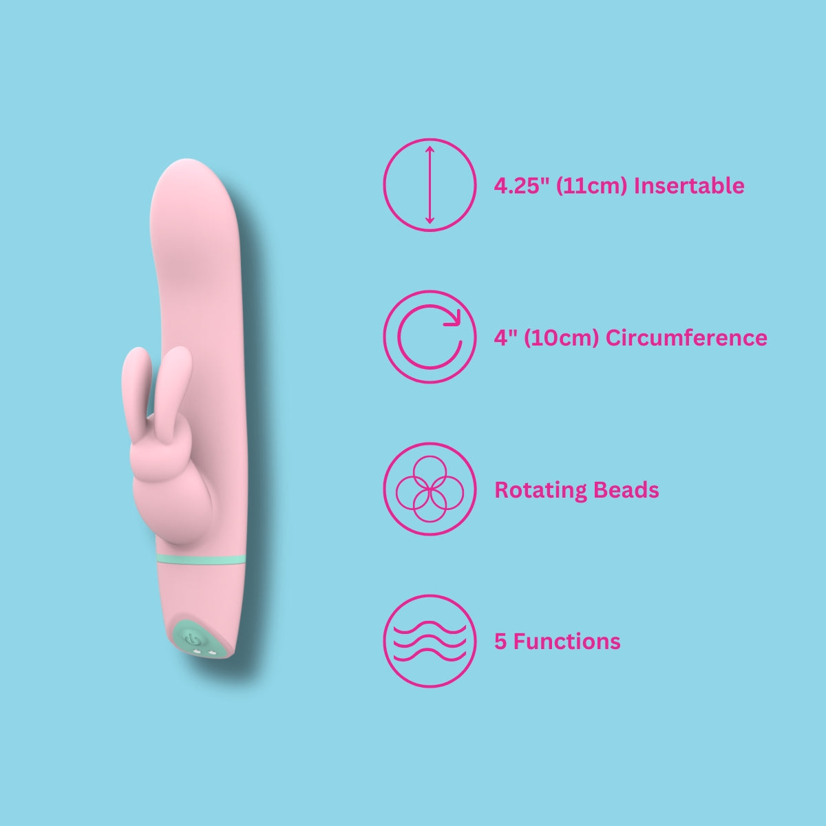 Mina Ripple Waterproof 4.25 Inch Insertable Vibrating Rotating Rabbit Vibrator > Vibrators > Ladies > Rabbit