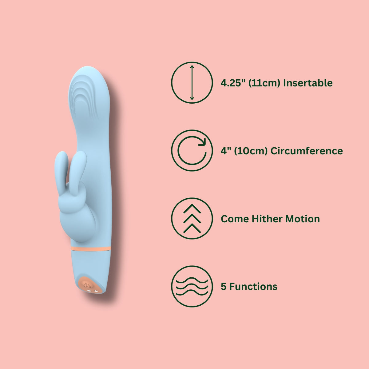 Mina Hail Come Hither (Waterproof) Rabbit Vibrator – USB Rechargeable Silicone Rabbit Vibrator 4.25 Inch VIBRATORS-RABBIT