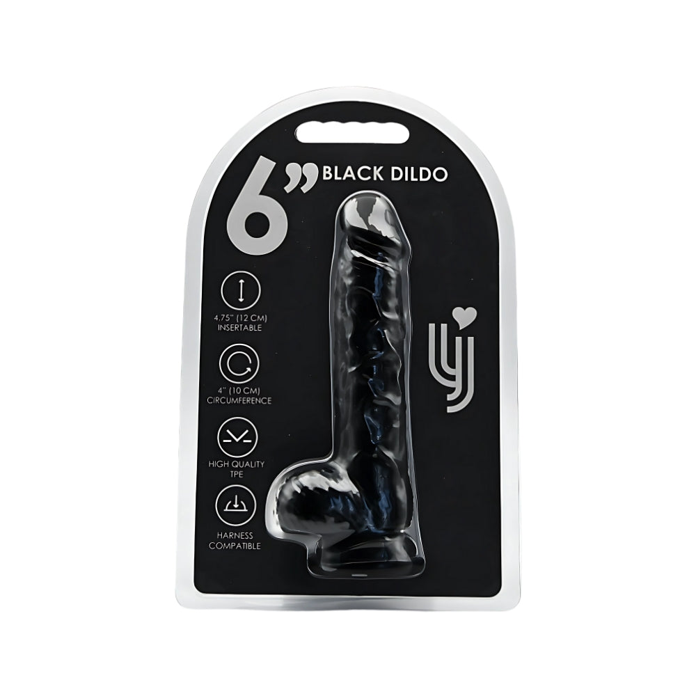 Loving Joy 6.5 Inch Dildo with Balls (Black) – Realistic 6.5 Inch Length 1.25 Inch Diameter Dildo > Dildos > Realistic Dildos