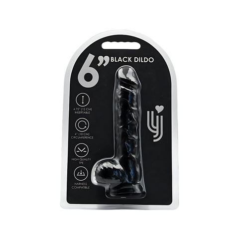 Loving Joy 6.5 Inch Dildo with Balls (Black) – Realistic 6.5 Inch Length 1.25 Inch Diameter Dildo > Dildos > Realistic Dildos