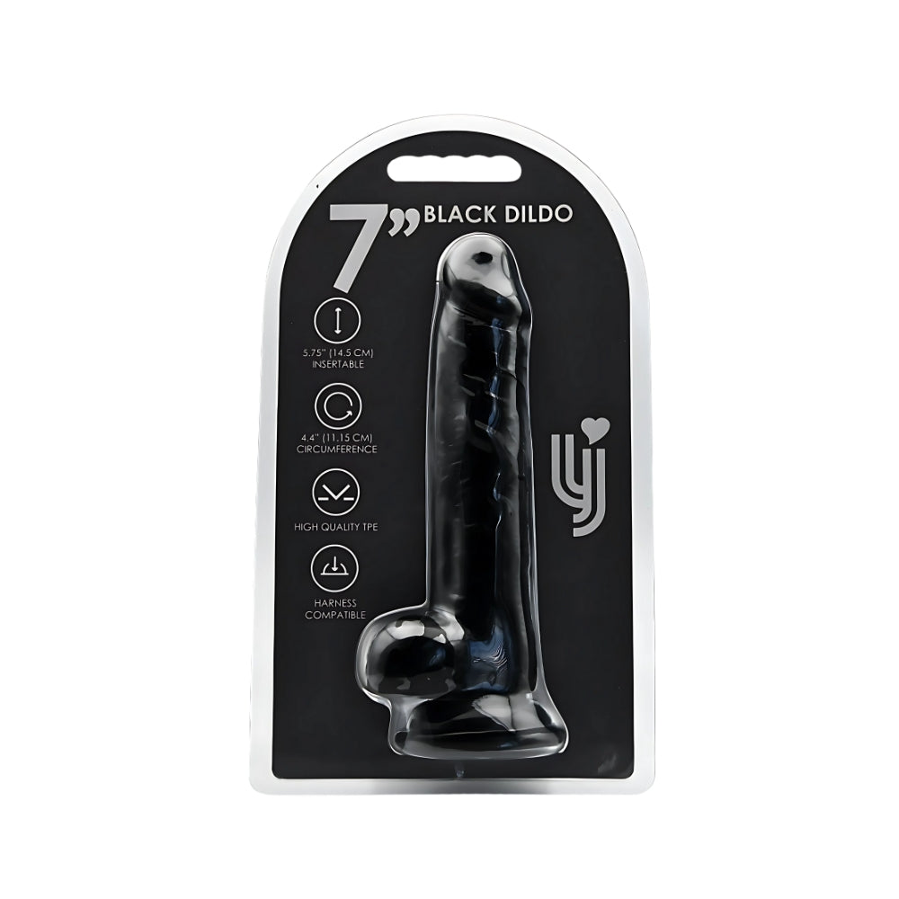 Loving Joy 7.5 Inch Realistic Dildo with Balls (Black) – Suction Cup Base Dildo 1.4 Inch Diameter Dongs Realistic