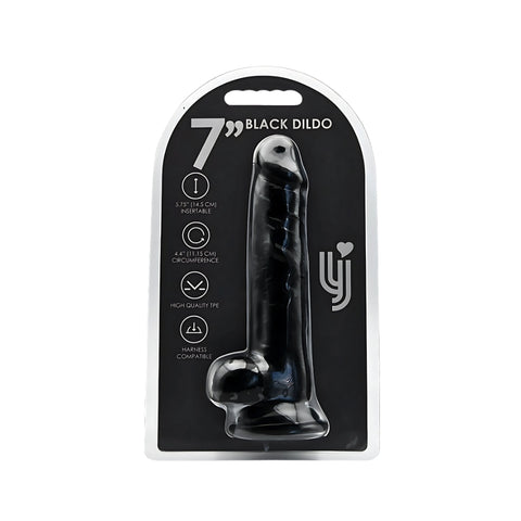 Loving Joy 7.5 Inch Realistic Dildo with Balls (Black) – Suction Cup Base Dildo 1.4 Inch Diameter Dongs Realistic