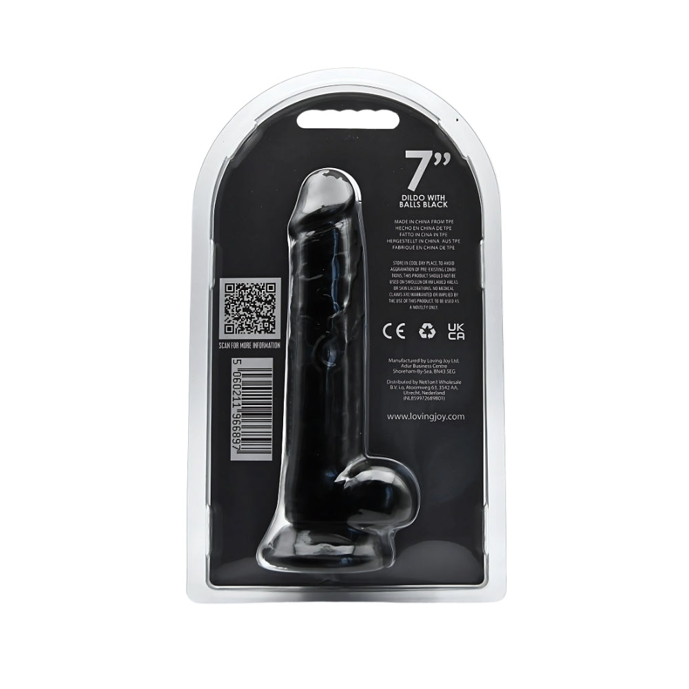 Loving Joy 7.5 Inch Realistic Dildo with Balls (Black) – Suction Cup Base Dildo 1.4 Inch Diameter Dongs Realistic