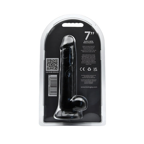 Loving Joy 7.5 Inch Realistic Dildo with Balls (Black) – Suction Cup Base Dildo 1.4 Inch Diameter Dongs Realistic