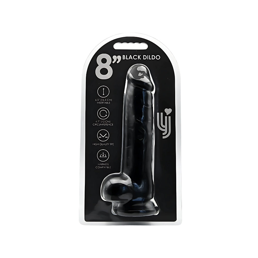 Loving Joy 8.5 Inch Dildo with Balls (Black) – Realistic Suction Cup Dildo 6.5 Inch Insertable Length 1.5 Inch Diameter Dongs Realistic