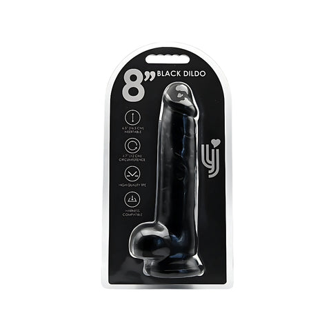 Loving Joy 8.5 Inch Dildo with Balls (Black) – Realistic Suction Cup Dildo 6.5 Inch Insertable Length 1.5 Inch Diameter Dongs Realistic