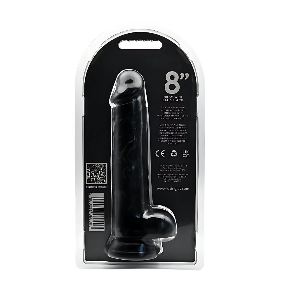 Loving Joy 8.5 Inch Dildo with Balls (Black) – Realistic Suction Cup Dildo 6.5 Inch Insertable Length 1.5 Inch Diameter Dongs Realistic
