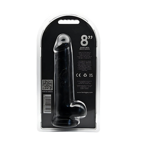 Loving Joy 8.5 Inch Dildo with Balls (Black) – Realistic Suction Cup Dildo 6.5 Inch Insertable Length 1.5 Inch Diameter Dongs Realistic
