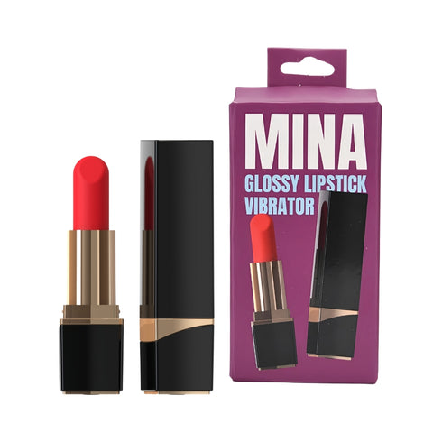 Mina Glossy Lipstick Vibrator – Waterproof Small Lipstick Discreet Vibrator with Silicone Tip and USB Rechargeable BULLETS