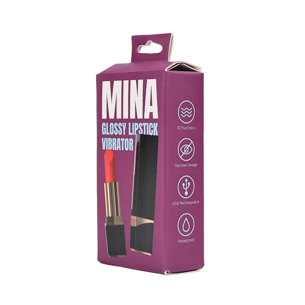 Mina Glossy Lipstick Vibrator – Waterproof Small Lipstick Discreet Vibrator with Silicone Tip and USB Rechargeable BULLETS