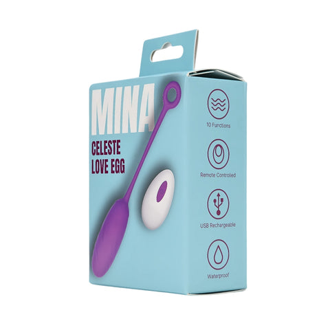 Mina Celeste 10 Function Waterproof Remote-Controlled Love Egg Vibrator – USB Rechargeable Silicone Vibrator Remote Control