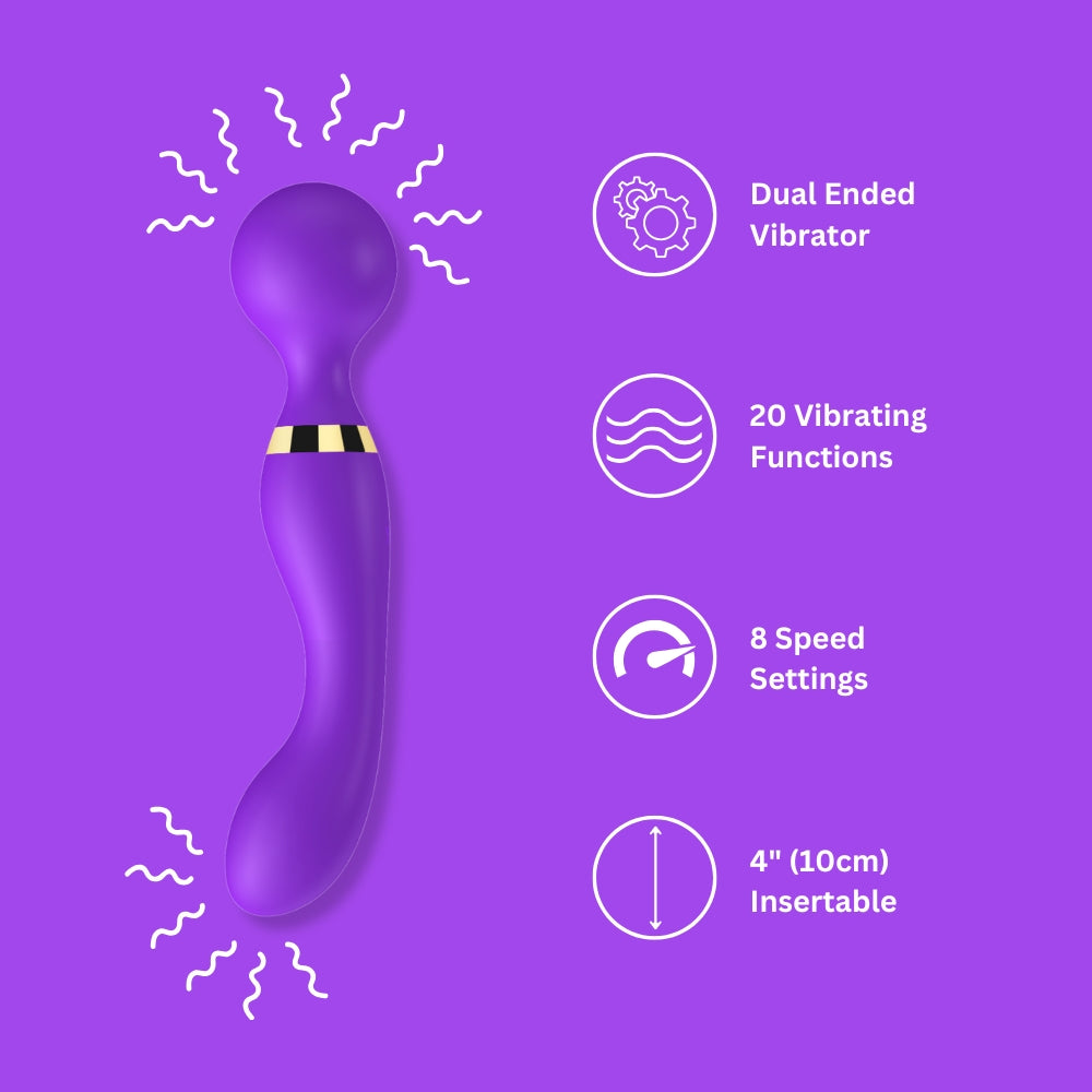 Loving Joy Dual Ended Wand Vibrator – Silicone USB Rechargeable Vibrator 8.5 Inches Length > Sex Toys > Massage Wands