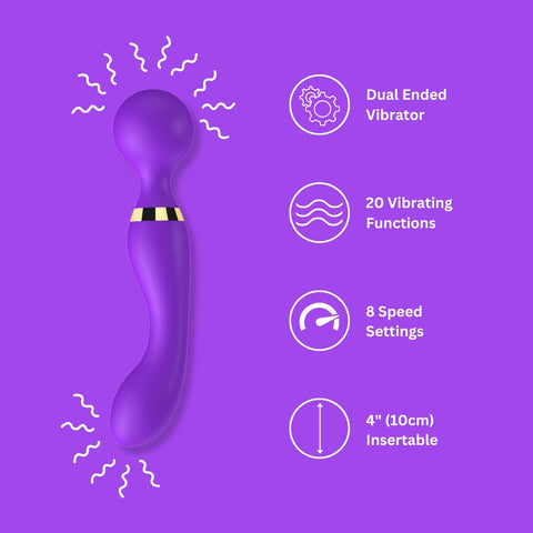 Loving Joy Dual Ended Wand Vibrator – Silicone USB Rechargeable Vibrator 8.5 Inches Length VIBRATORS