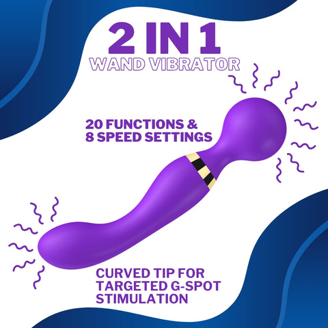 Loving Joy Dual Ended Wand Vibrator – Silicone USB Rechargeable Vibrator 8.5 Inches Length VIBRATORS