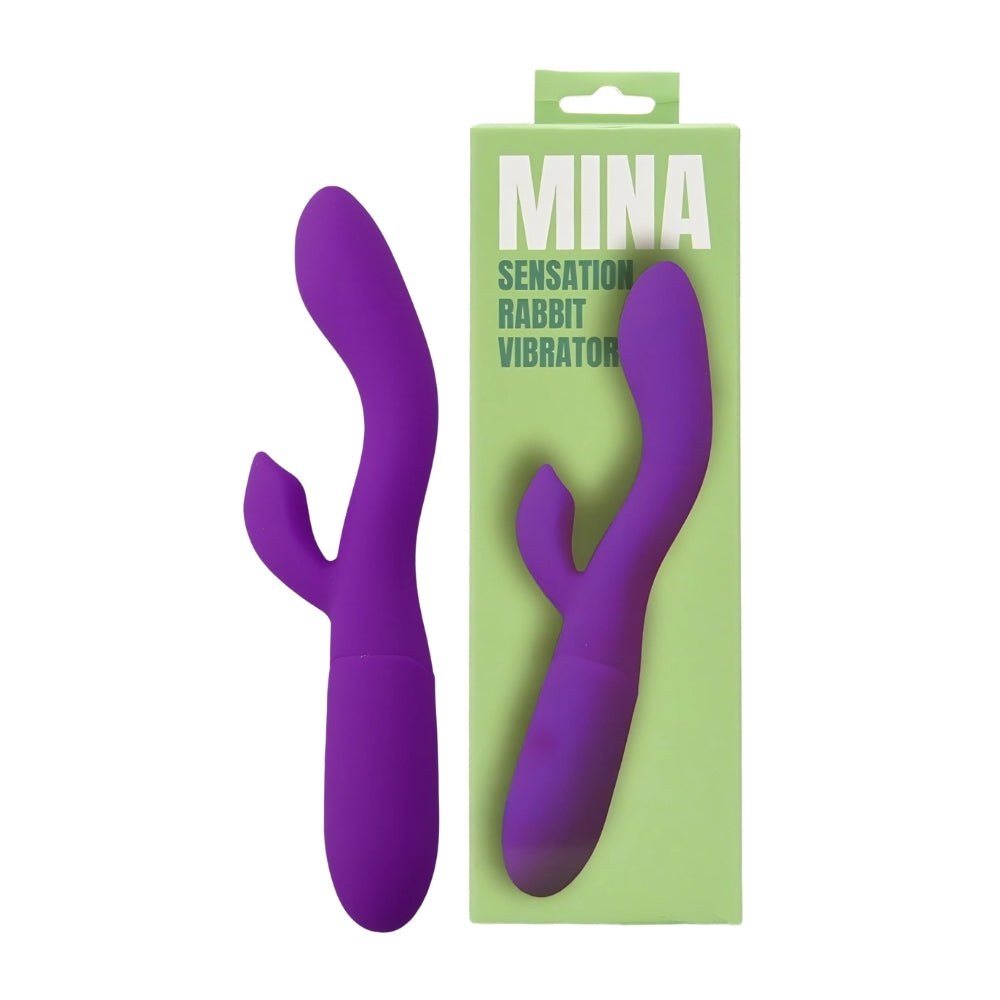 Mina Sensation (Waterproof) Rabbit Vibrator – USB Rechargeable Silicone Vibrator with 10 Function Modes and 4.15 Inch Insertable Length VIBRATORS-RABBIT
