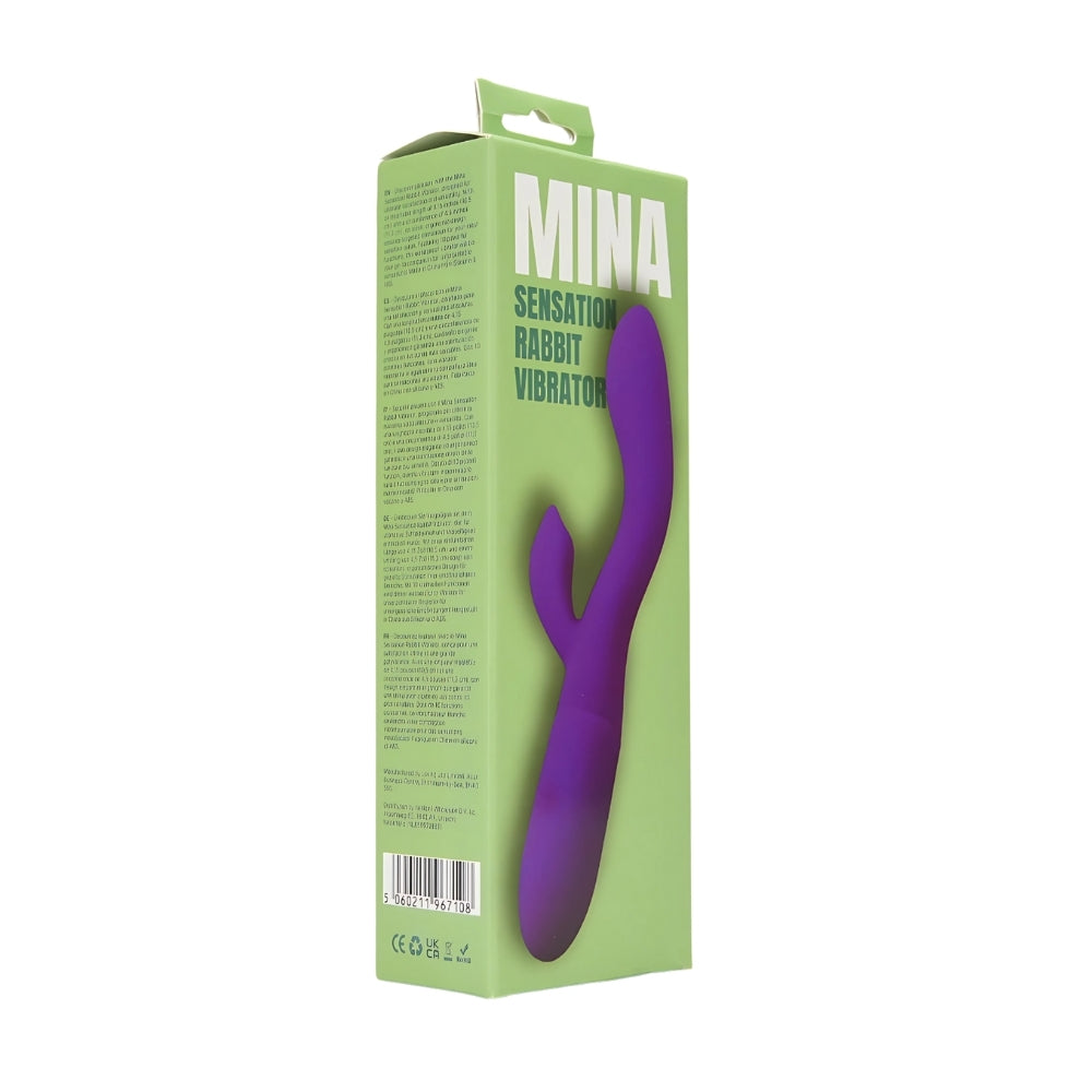 Mina Sensation (Waterproof) Rabbit Vibrator – USB Rechargeable Silicone Vibrator with 10 Function Modes and 4.15 Inch Insertable Length VIBRATORS-RABBIT
