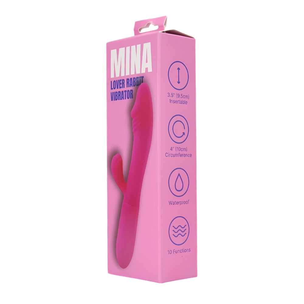 Mina Lover Rabbit Vibrator – Waterproof USB Rechargeable Silicone Vibrator 3.5 Inch Insertable Length 1.25 Inch Diameter VIBRATORS-RABBIT