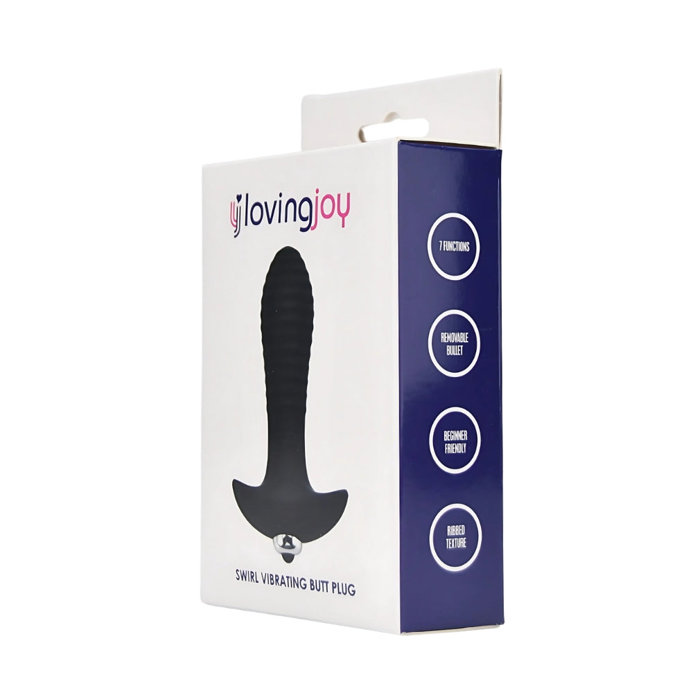 Loving Joy Swirl (Black) – 7 Function Vibrating Butt Plug Butt Plugs - Vibrating