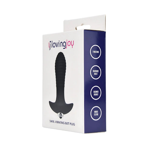 Loving Joy Swirl (Black) – 7 Function Vibrating Butt Plug Butt Plugs - Vibrating