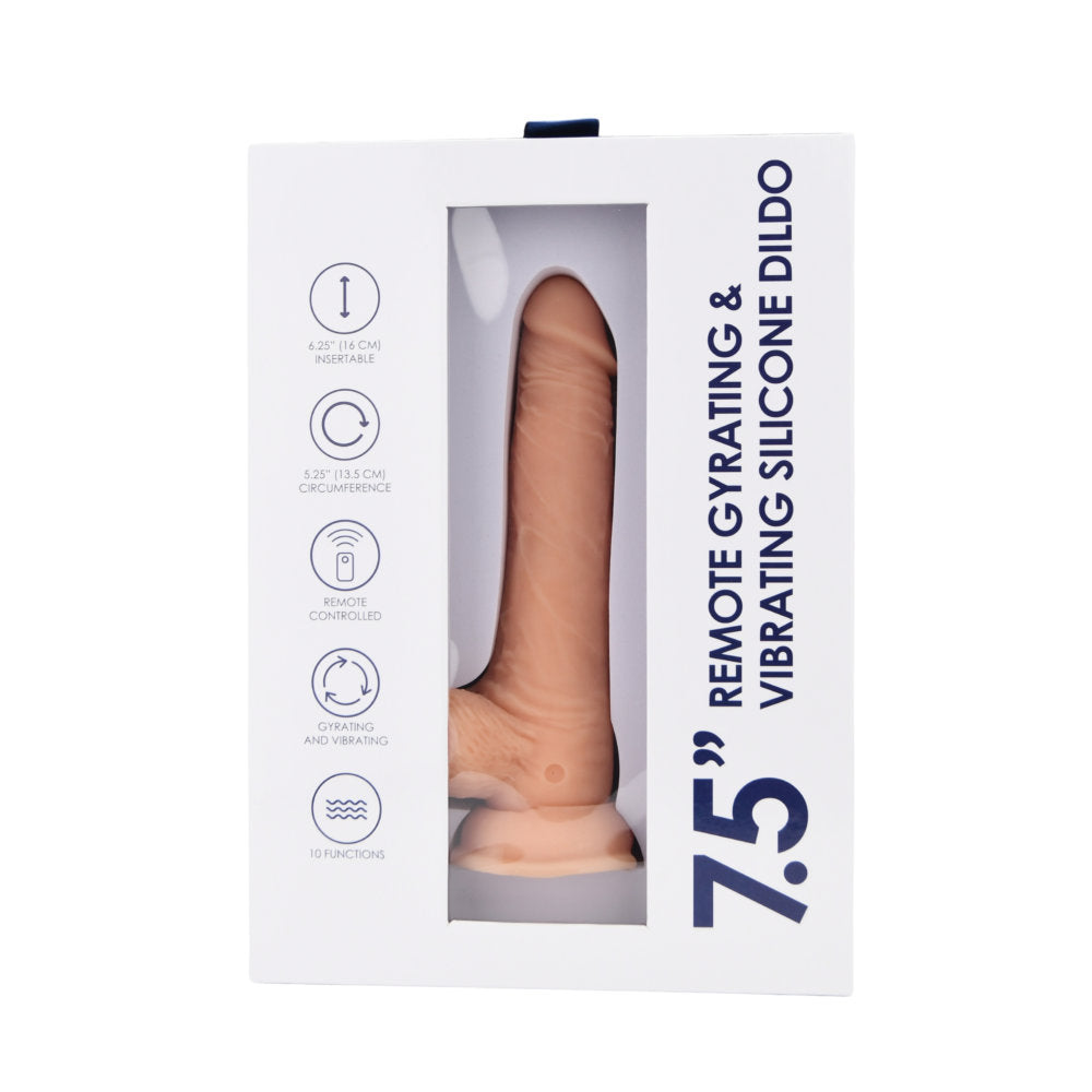 Loving Joy 7.5 Inch Remote-Controlled Gyrating and Vibrating Silicone Dildo – Rechargeable Silicone Dildo DONGS Thrusting