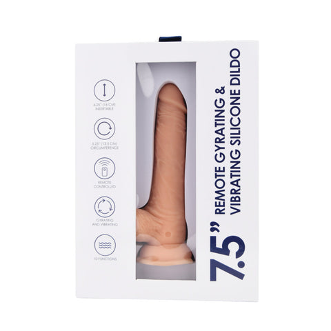 Loving Joy 7.5 Inch Remote-Controlled Gyrating and Vibrating Silicone Dildo – Rechargeable Silicone Dildo DONGS Thrusting