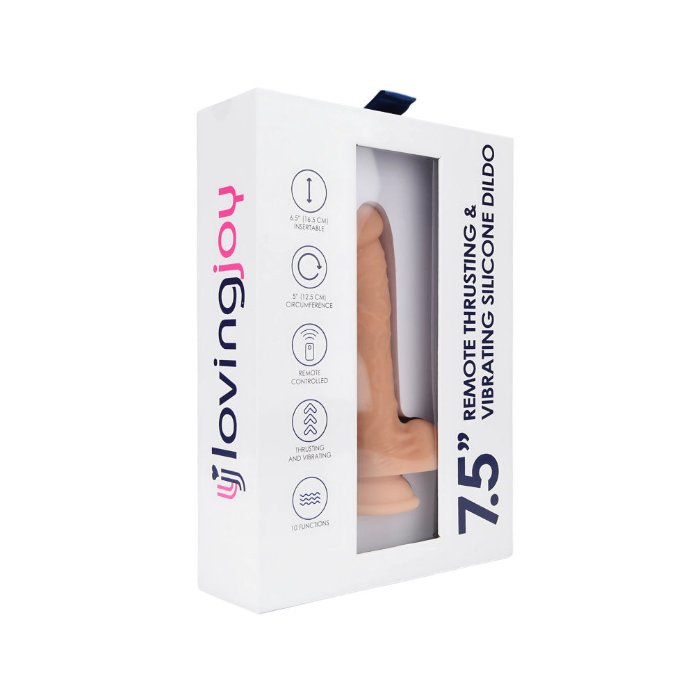 Loving Joy 7.5 Inch Remote-Controlled Gyrating and Vibrating Silicone Dildo – Rechargeable Silicone Dildo DONGS Thrusting