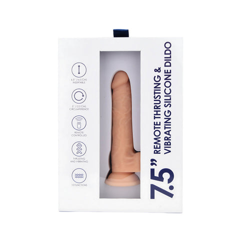 Loving Joy 7.5 Inch Remote-Controlled Thrusting and Vibrating Silicone Dildo – Rechargeable Silicone Dildo DONGS Thrusting