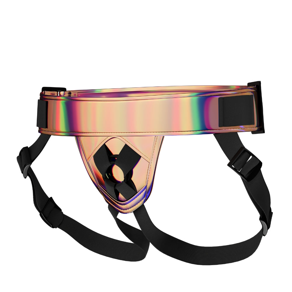 Mina Shimmer (Holographic) Adjustable Strap-On Harness – Elastic Holders Strap-On Harness Harnesses & Strap-Ons