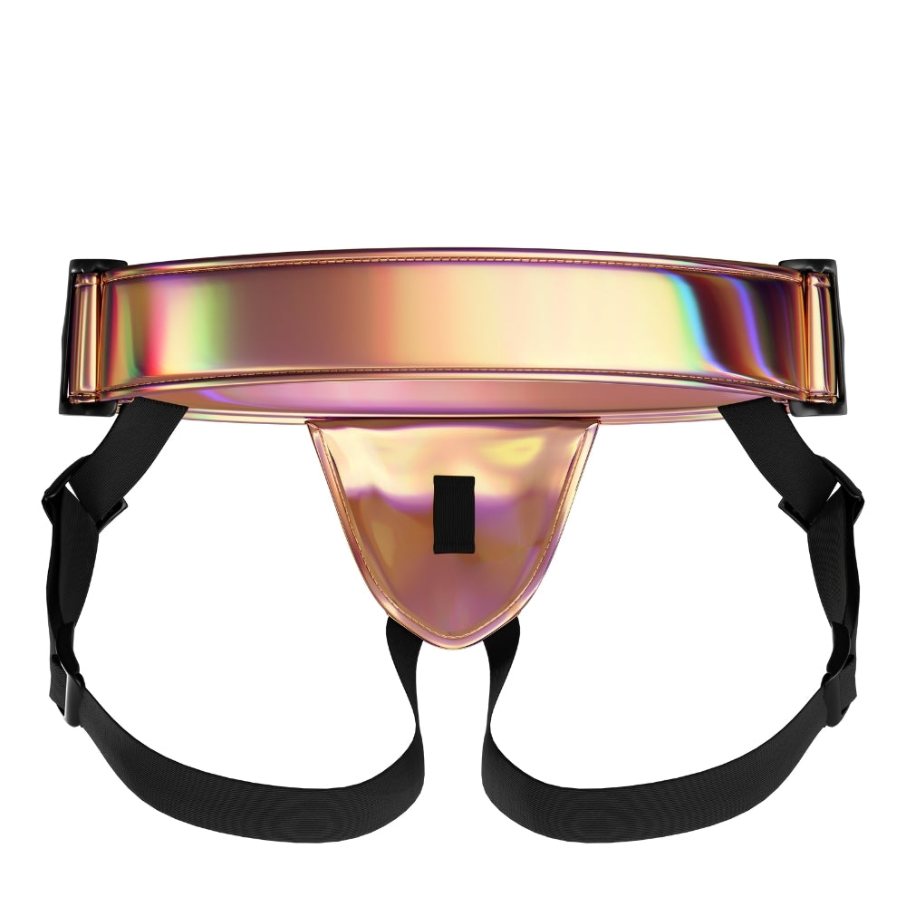 Mina Shimmer (Holographic) Adjustable Strap-On Harness – Elastic Holders Strap-On Harness Harnesses & Strap-Ons