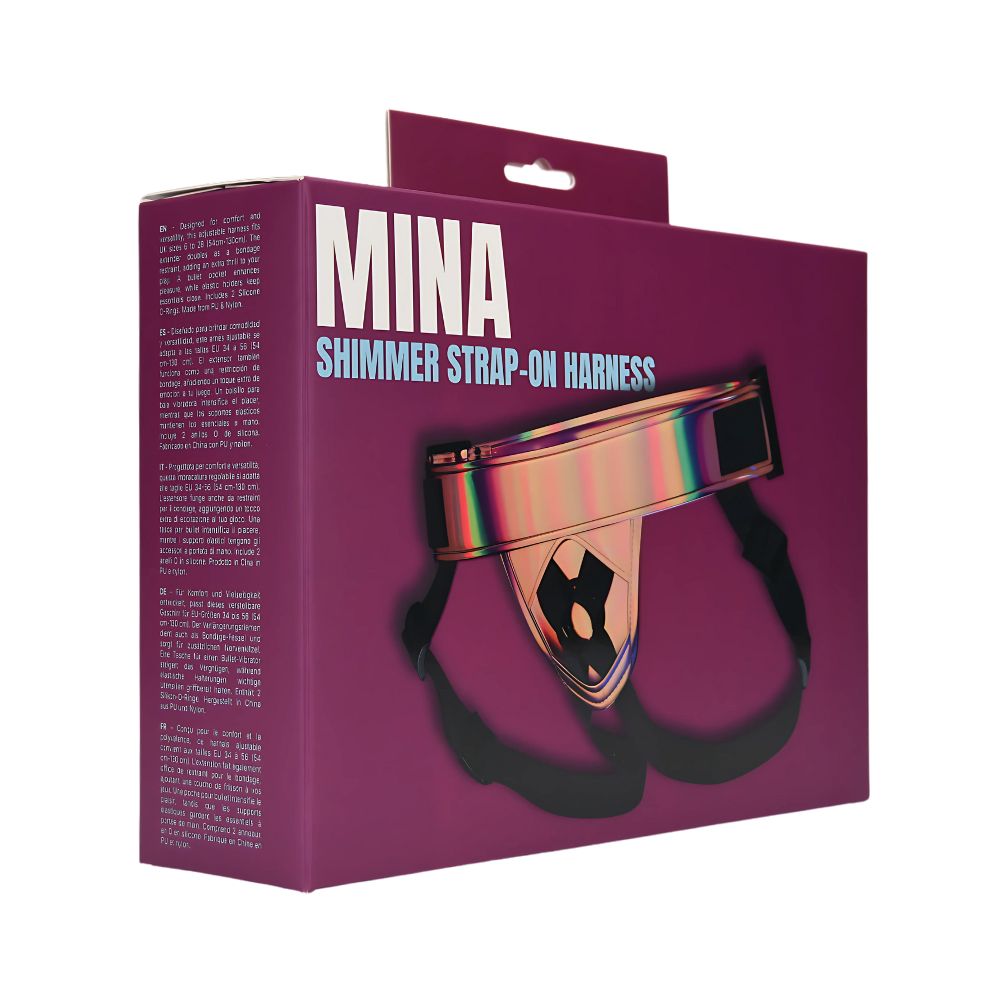 Mina Shimmer (Holographic) Adjustable Strap-On Harness – Elastic Holders Strap-On Harness Harnesses & Strap-Ons