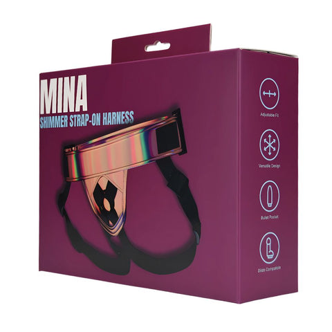 Mina Shimmer (Holographic) Adjustable Strap-On Harness – Elastic Holders Strap-On Harness Harnesses & Strap-Ons