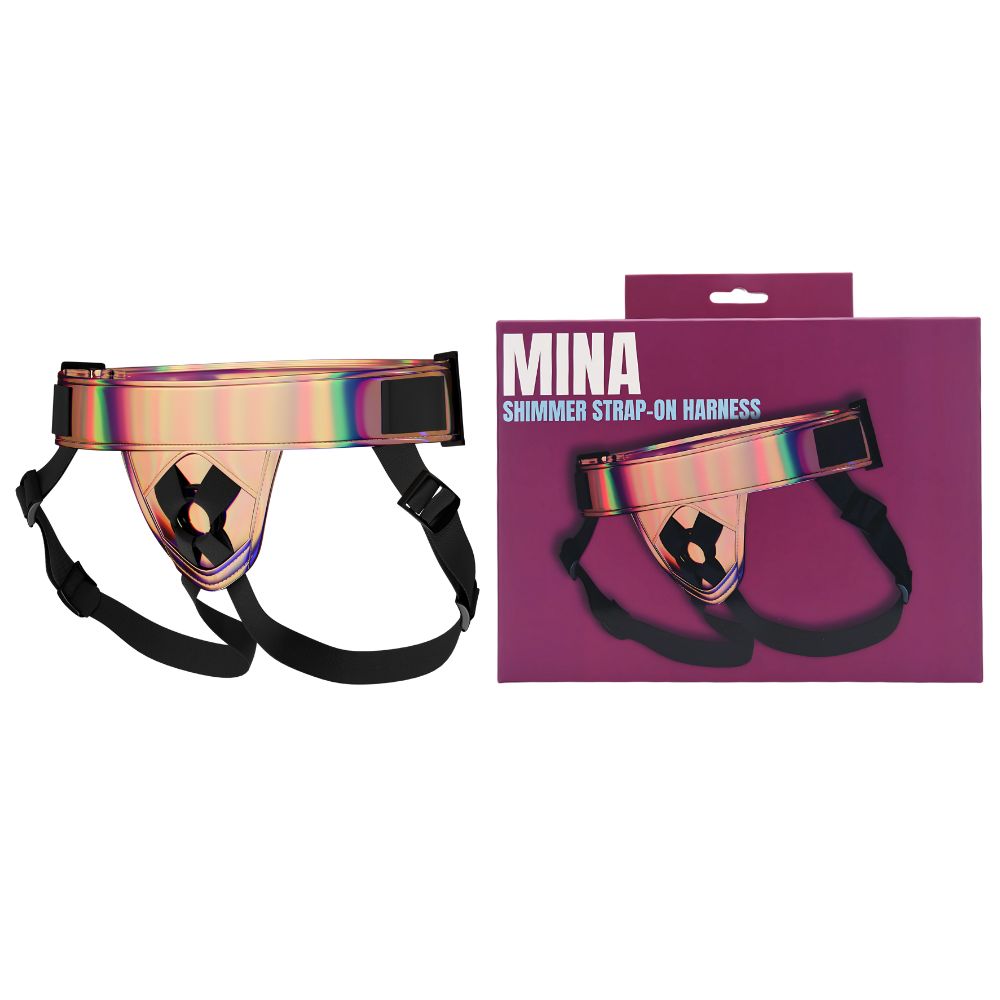 Mina Shimmer (Holographic) Adjustable Strap-On Harness – Elastic Holders Strap-On Harness Harnesses & Strap-Ons