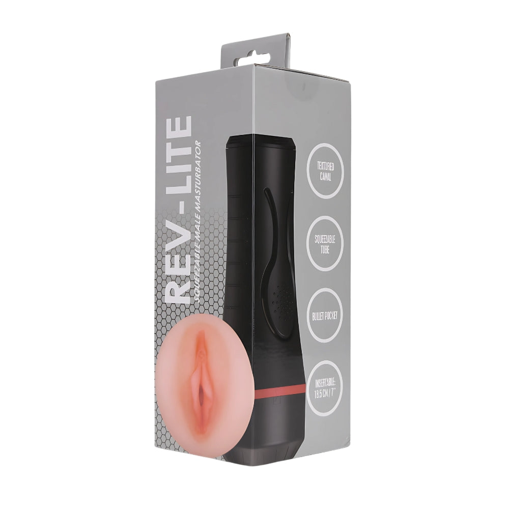 Rev-Lite Squeezable Male Masturbator (7 Inch Insertable Length) – Textured Squeezable Masturbator Strokers - Manual