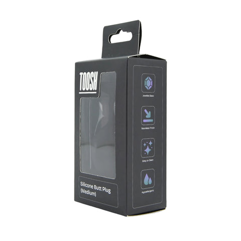 Toosh Black Silicone Medium – Smooth Silicone Butt Plug 3.2 Inch Length 1.35 Inch Width > Anal Range > Butt Plugs