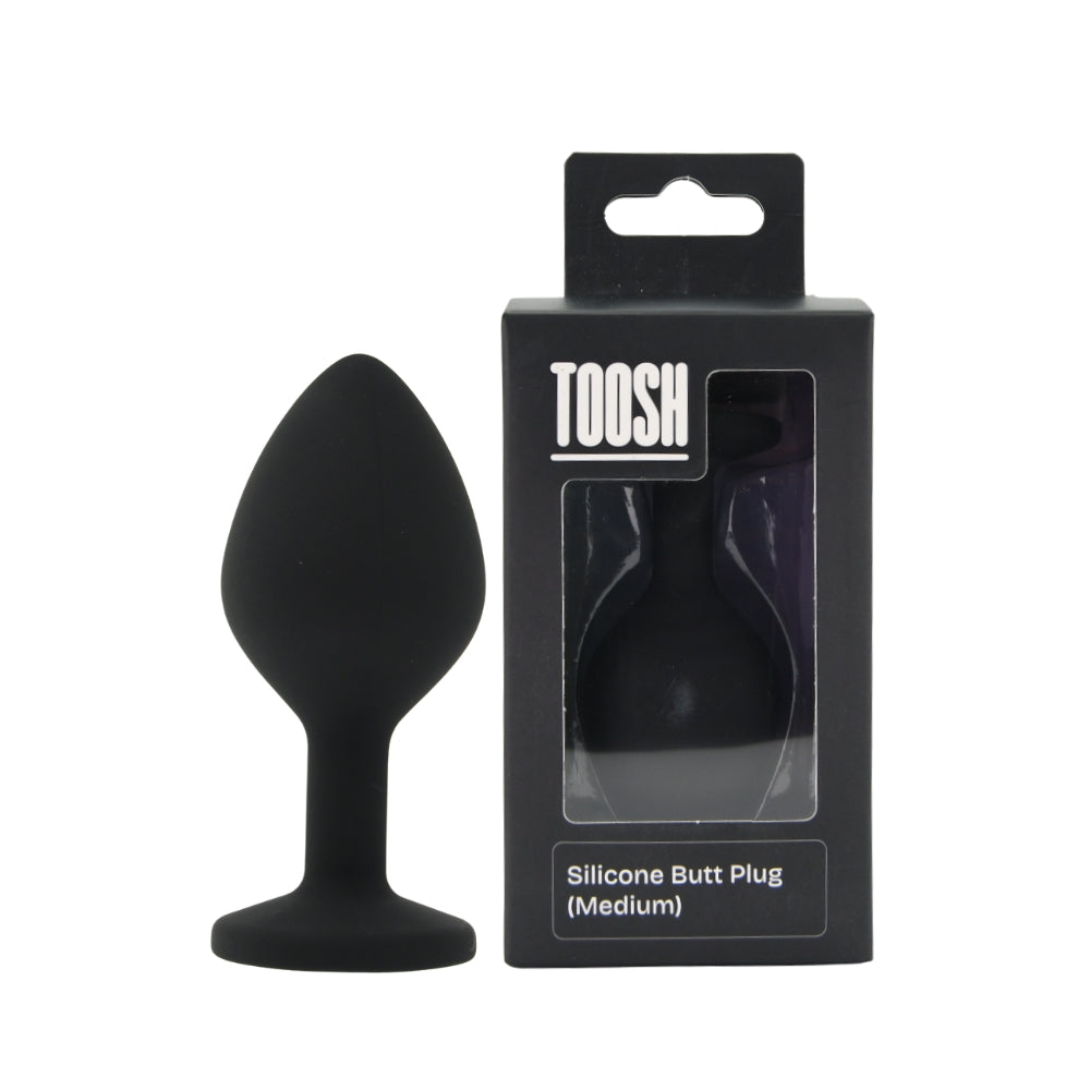 Toosh Black Silicone Medium – Smooth Silicone Butt Plug 3.2 Inch Length 1.35 Inch Width > Anal Range > Butt Plugs