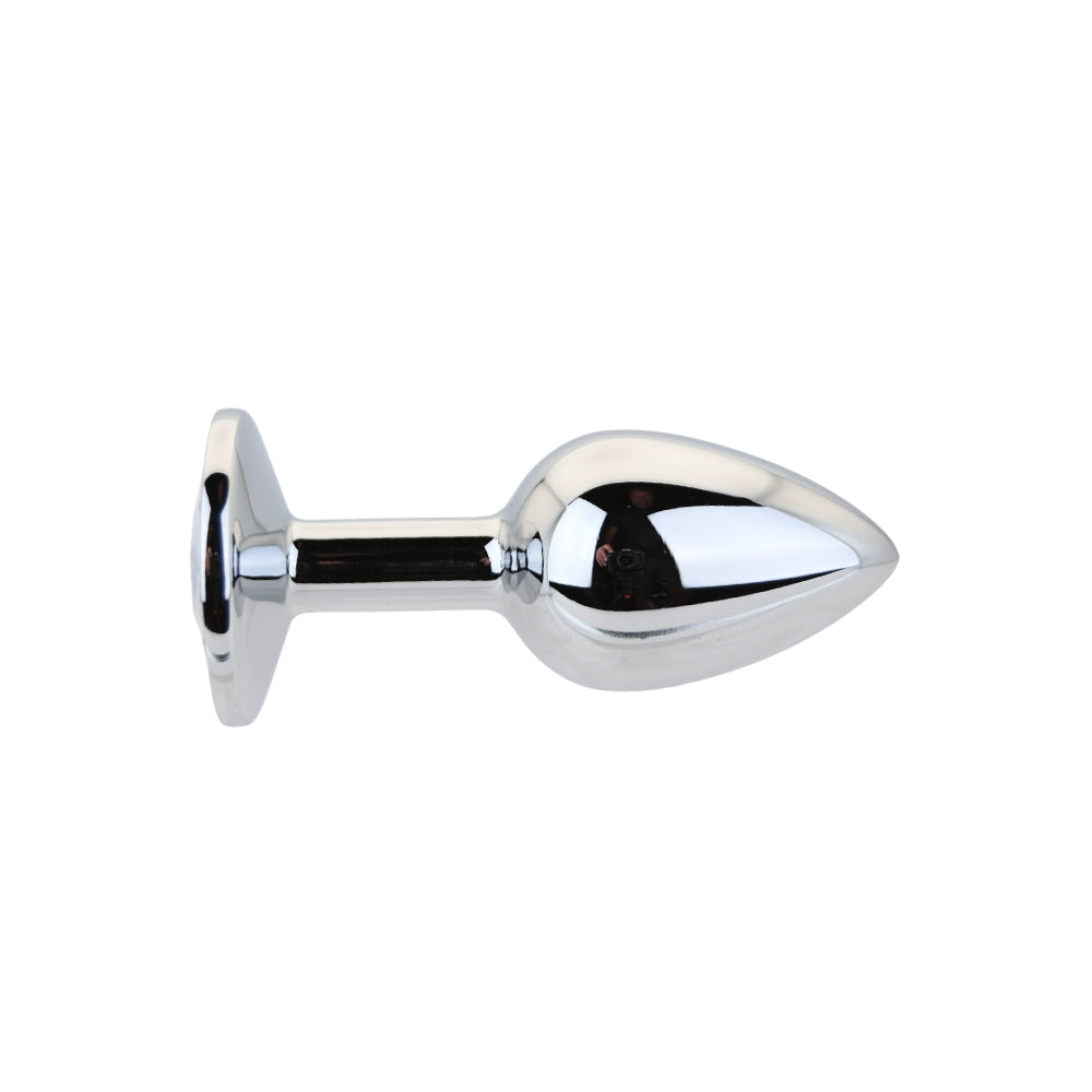 Toosh Silver Metal Butt Plug 2.8 Inch Small (Clear Stone) – Smooth Small Butt Plug > Anal Range > Jewel Butt Plugs